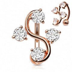 Das ist ein Rosegold Bauchnabelpiercing