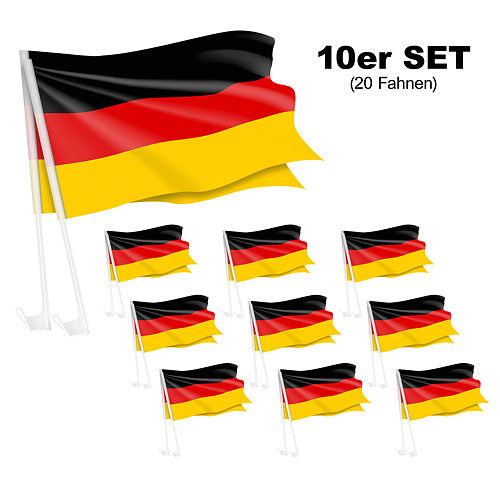 10 Paar Deutschland Autofahnen Autoflagge Auto Fahne Fanartikel Fußball EM 2024