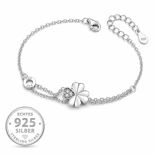 Glücksarmband Kleeblatt 925 Sterling Silber filigran Damen Schmuck
