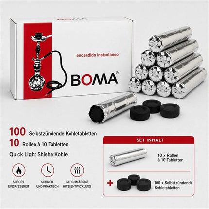 Shisha Kohle Selbstzündende Kohletabletten 100 Stück 40 mm Quick 1,2 kg