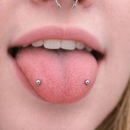 Snake Eyes Piercing Curved Barbell Chirurgenstahl Zungenpiercing