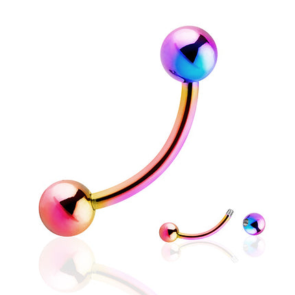 Augenbrauenpiercing Banane Edelstahl Rainbow