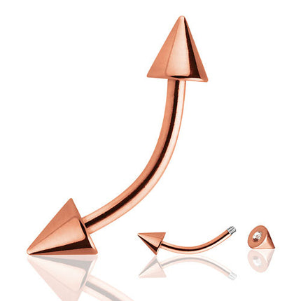 Augenbrauen Piercing Eyebrow Banane mit Spitzen Rosegold