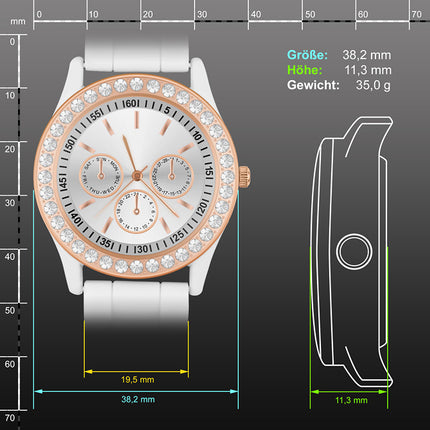 Damen Uhr Designer Silikon Arrmbanduhr mit Kristallen