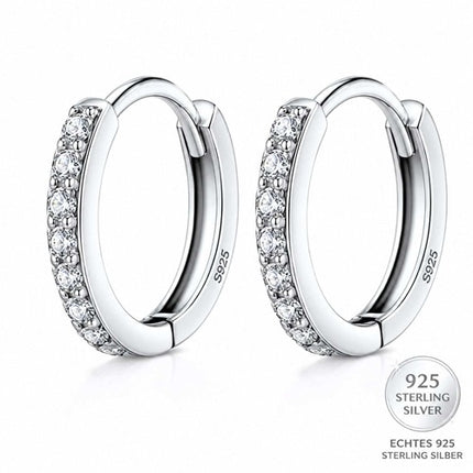 Creolen 925 Sterling Silber kleine Damen Ohrringe mit Kristallen