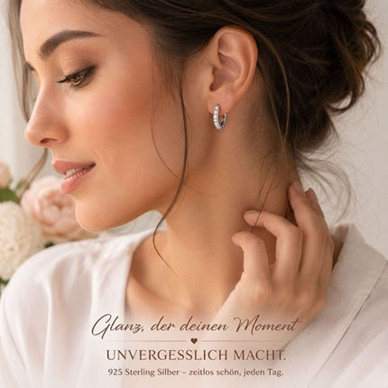 Creolen 925 Sterling Silber kleine Damen Ohrringe mit Kristallen