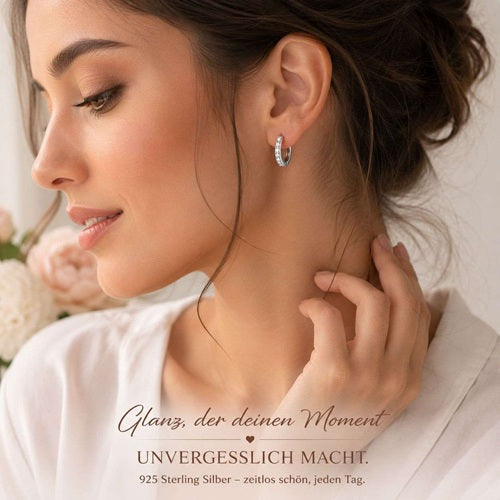 Creolen 925 Sterling Silber kleine Damen Ohrringe mit Kristallen