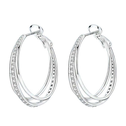 Creolen 925 Sterling Silber Kristalle Doppelschleife Damen Ohrringe