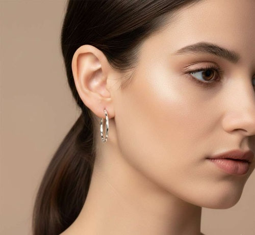 Elegante Creolen facettiert aus 925 Sterling Silber für Damen glänzend