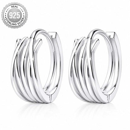 Ohrringe 925 Sterling Silber Creolen Mehrreihig Klappcreolen Elegant
