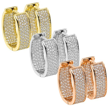 Creolen Ohrringe Zirkonia Funkelnder Damen Ohrschmuck Elegant