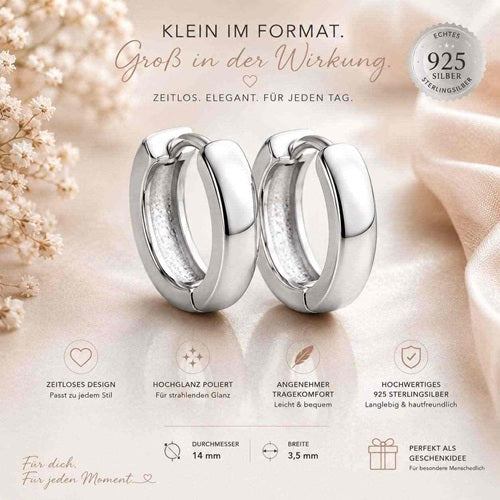 Ohrringe Creolen 925 Silber Unisex Klappcreolen glänzend elegant