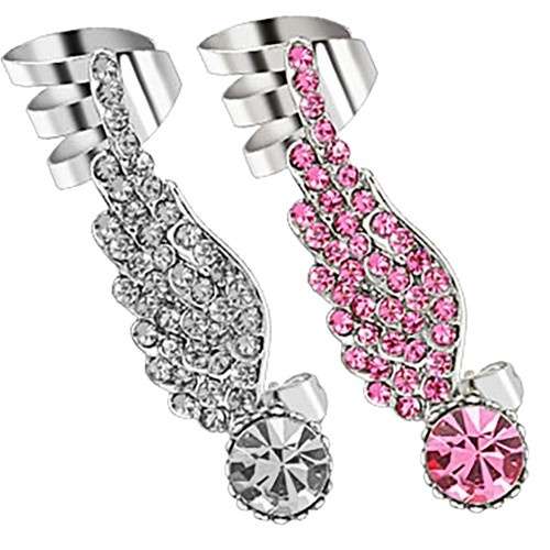 Ear Cuff Knorpel Schmuck Ohrklemme mit Kristall Engelsflügel