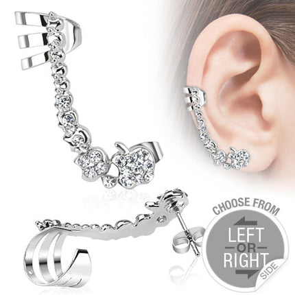 Knorpel Ear Cuff Schmuck Ohrklemme mit Kristall Blumen
