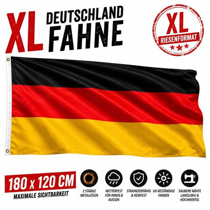 🇩🇪 XL Deutschland Fahne 180cm x 120cm Flagge mit Ösen Hissflagge Fussball EM