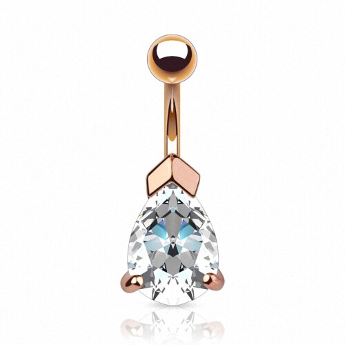 Bauchnabelpiercing Roségold klarer Tropfen Kristall eingefasst
