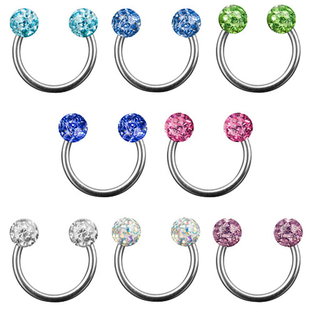 Lippenpiercing Hufeisen Piercing Multi Epoxy Ferido Kristall Kugeln