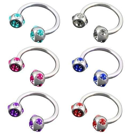Lippenpiercing Hufeisen Ohrpiercing Multi Kristall Kugeln