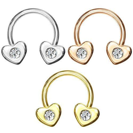 Lippen Ohr Piercing Hufeisen Kristall Herzen Horseshoe