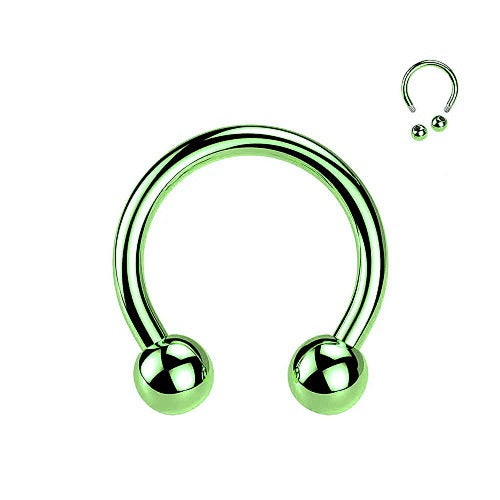 Hufeisen Piercing Horsehoe Lippenpiercing Septum Grün