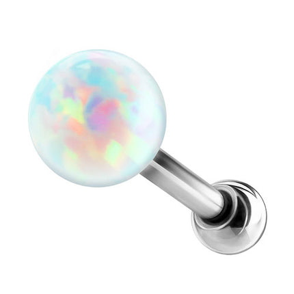 Tragus Piercing Ohr Schmuck Stecker Silber mit Opal Kugel