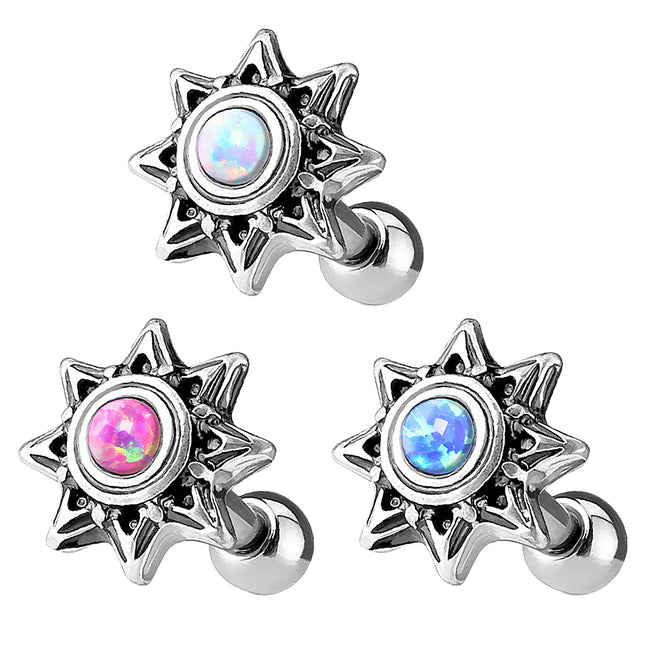 Tragus Cartilage Ohr Piercing Stecker Stern mit farbigen Opal