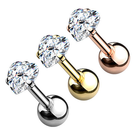 Tragus Helix Ohrpiercing Knorpel Stecker Chirurgenstahl mit Herz Zirkonia