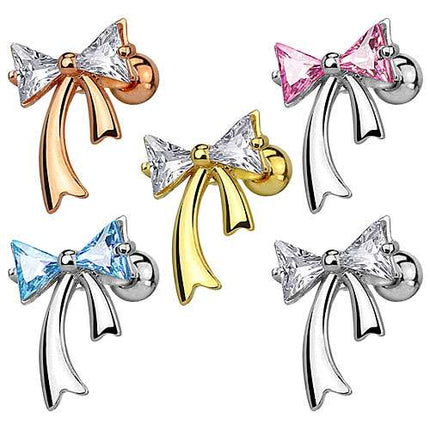 Tragus Piercing Schleife mit funkelnden Kristallen
