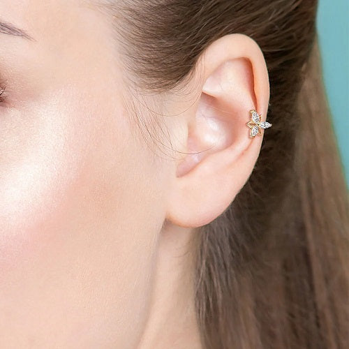 Helix Piercing Cartilage Knorpel Ohr Stecker Kristall Marquise Blume