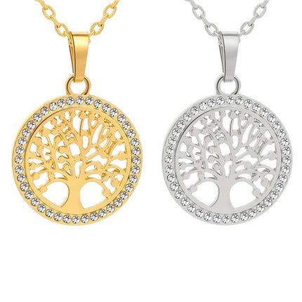 Halskette Lebensbaum mit Zirkonia Anhänger Tree of Life Schmuck