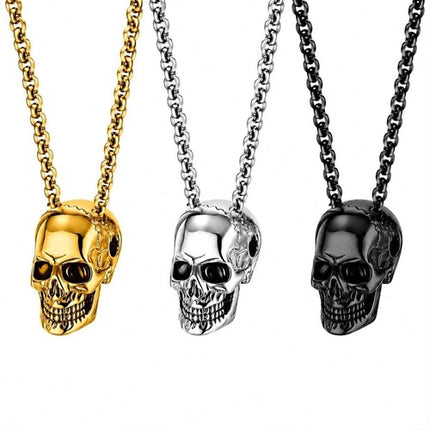 Totenkopf Kette Herren Edelstahl Skull Anhänger Gothic Biker Halskette