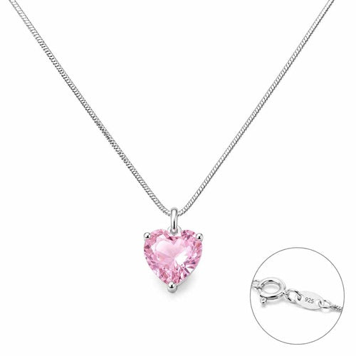 Herzkette Rosa Herzanhänger 925 Sterling Silber Damen Halskette
