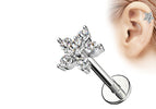 Ohrpiercing als Helix Blume und Kristalle