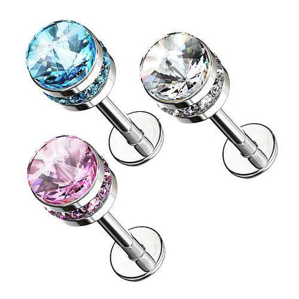 Labret Ohr Tragus Helix Rook Piercing Stecker mit Zirkonia Kristallen