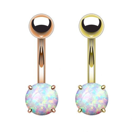 Bauchnabelpiercing Stecker vergoldet mit eingefassten Opal