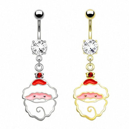 Bauchnabelpiercing Kristall Stecker mit Weihnachten Anhänger Weihnachtsmann
