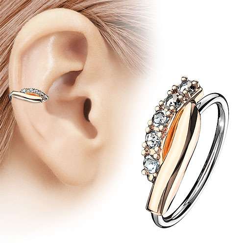 Nasenpiercing Ohr Helix Piercing Ring filigrane Creole mit Kristallen