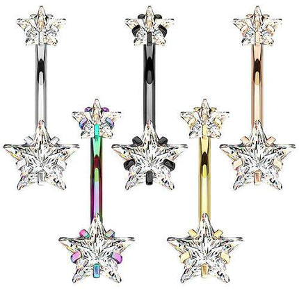 Bauchnabelpiercing Banane Stecker Zirkonia Stern Innengewinde