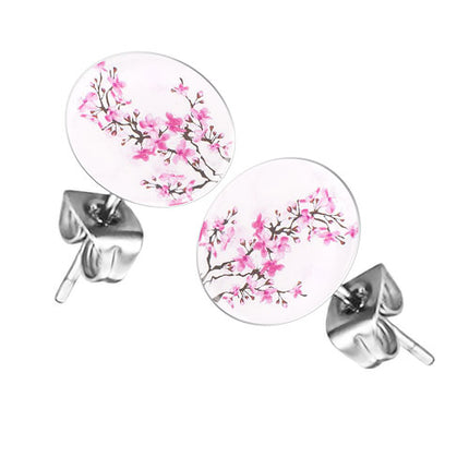 Ohrstecker Ohrringe mit Motiv Kirschblüten