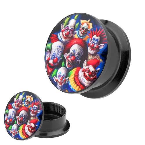 Picture Ohr Tunnel Gewinde Plug  Motiv crazy Clown Party