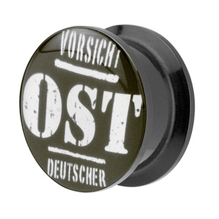 Picture Ohr Tunnel Gewinde Plug  Motiv Vorsicht Ostdeutscher