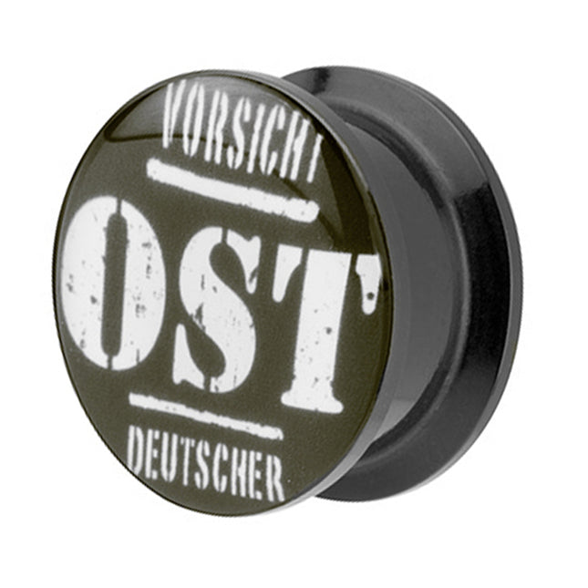 Picture Ohr Tunnel Gewinde Plug  Motiv Vorsicht Ostdeutscher