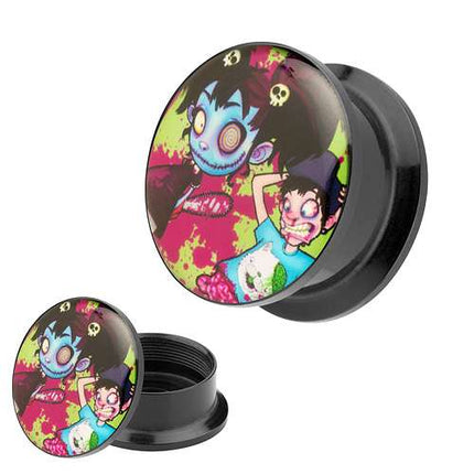 Picture Ohr Tunnel Gewinde Plug  Motiv Crazy Zombie Kids