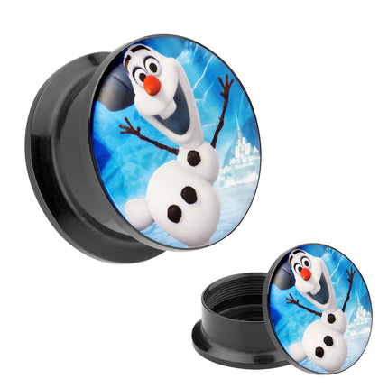 Picture Ohr Tunnel Gewinde Plug  Motiv Comic Schneemann Olaf