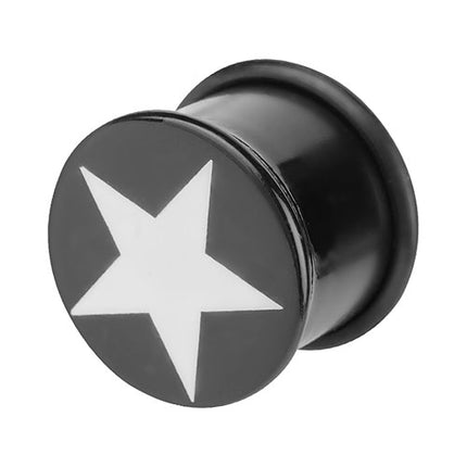 Flesh Plug Single Flared Schwarz mit Stern