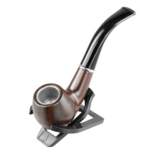 Klassische Tabakpfeife Dunkelbraun Pipe aus Holz Muster inkl. Beutel