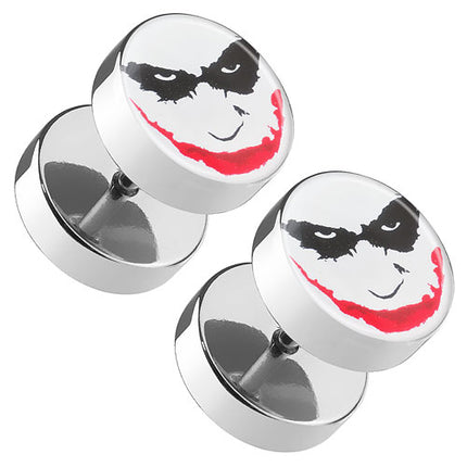 1 Paar Picture Ohr Fake Plug Motiv Batman Joker Face Comic
