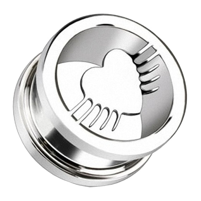 Flesh Schraub Tunnel Flying Heart Herz Silber