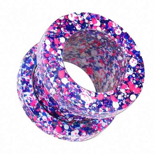 Flesh Schraub Tunnel Lila Pink Farbspritzer