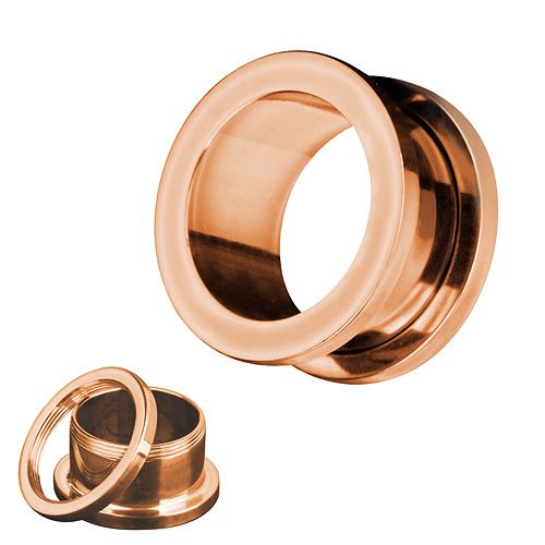 Flesh Tunnel Edelstahl Schraubverschluss Rosegold